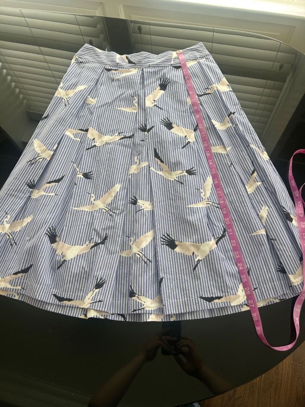 NWT stunning crane print pleated midi 100% cotton preppy skirt Who What Wear - Picture 6 of 6
